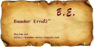 Baader Ernő névjegykártya